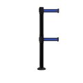 Montour Line Stanchion Dual Belt Barrier Fixed Base Black Post 11ft.Bk/Bl Belt MX630DF-BK-BBH-110